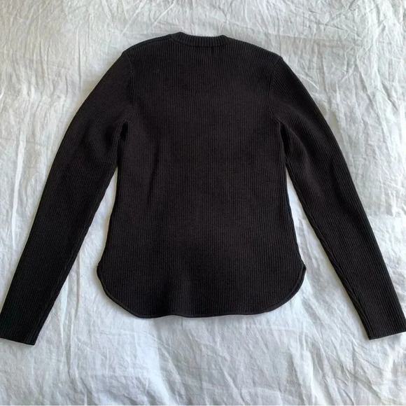 Ganni Crystal Rhinestone Shoulder Ribbed Sweater Pullover Top Brown - Picture 5 of 6